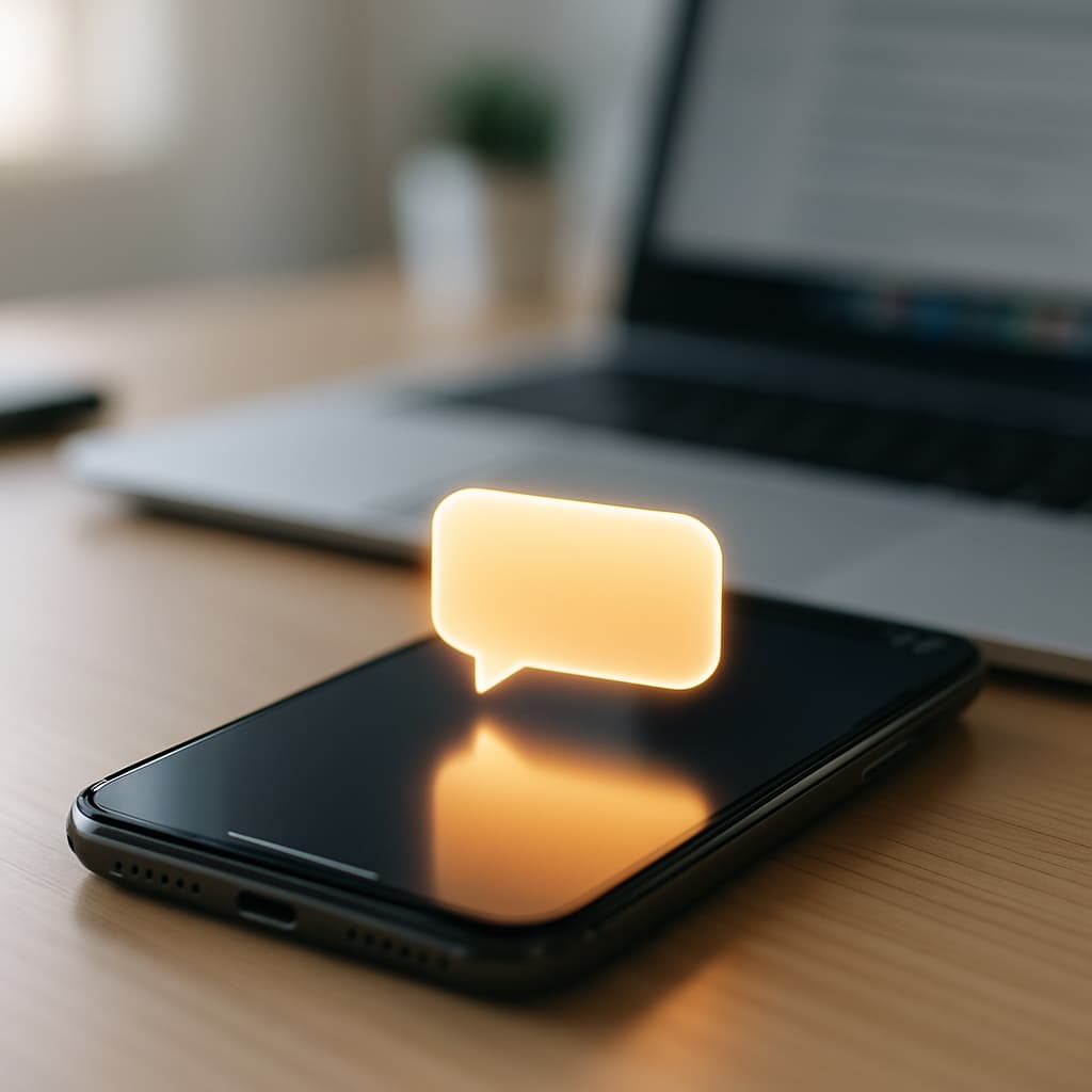 telefon uzerinde sms bildirim ikonu