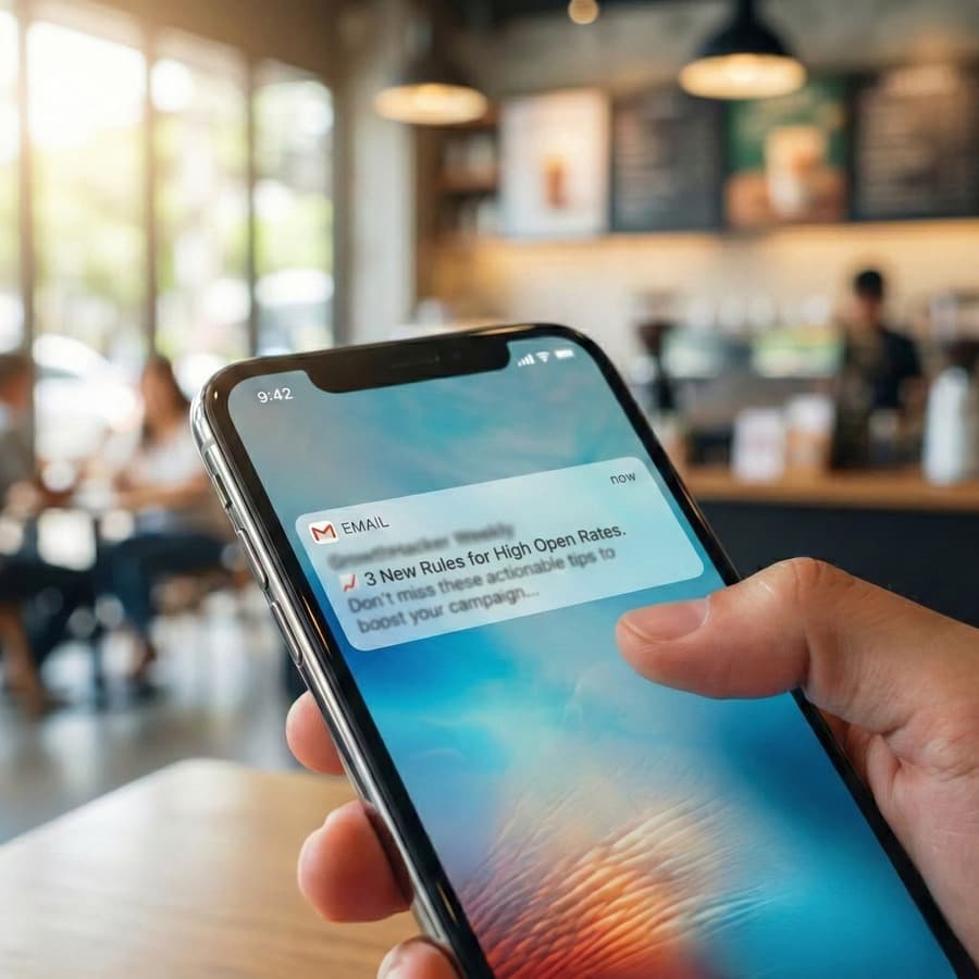akıllı telefon ekranındaki e-posta bildirimine tıklamak üzere olan kişi