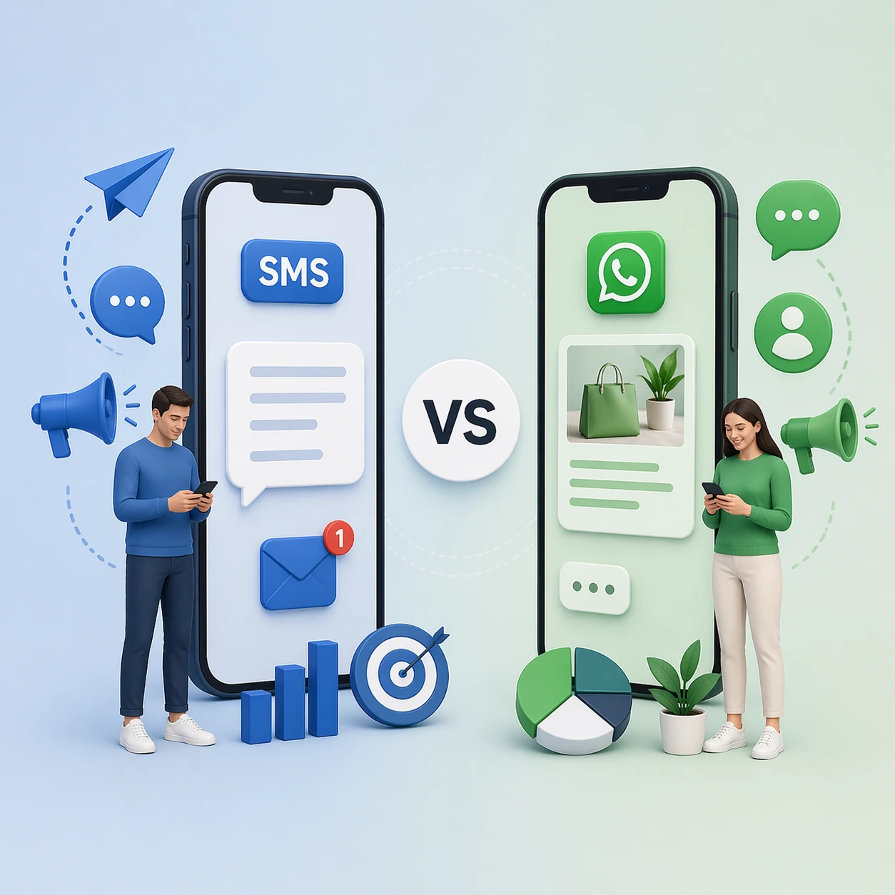 SMS ve WhatsApp iletişimi karşılaştırması